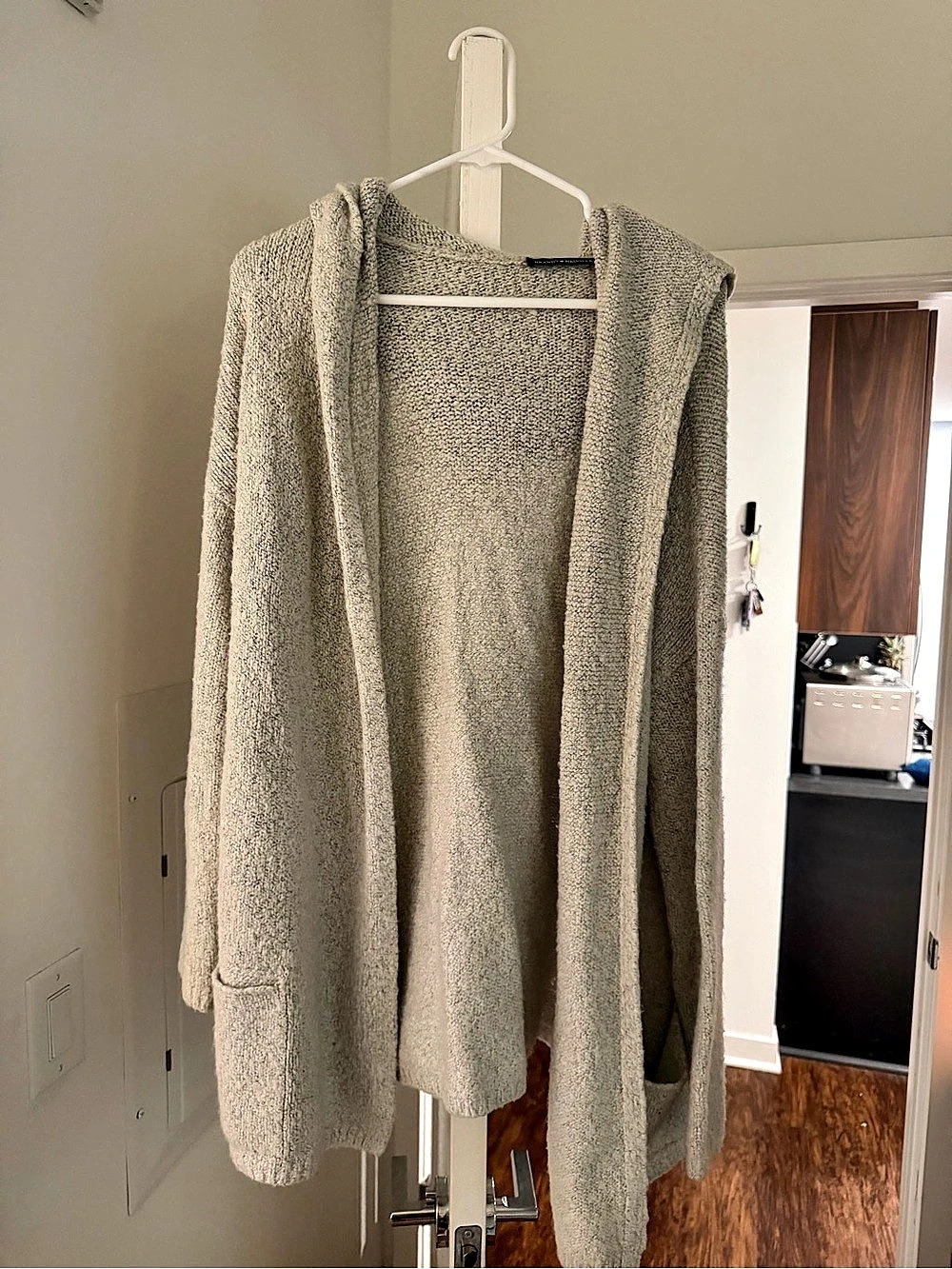 Brandy Melville Hooded Open-Front Cardigan in Gray